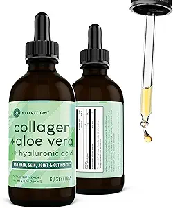 360 Beslenme Sıvı Kolajn + Aloe Drops | Natural Detox, Radiant Skin, Cleansing ve Digestion Support | 60 Services Per Konteyner (Collagen + Aloe)