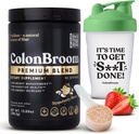 KolonBroom Premium Psyllium Husk Toz (Strawberry, 60 Hizmet) + Kolon Broom Fiber Toz İçer - Bloating Relief & Gut Health - Fiber Toz Supplement