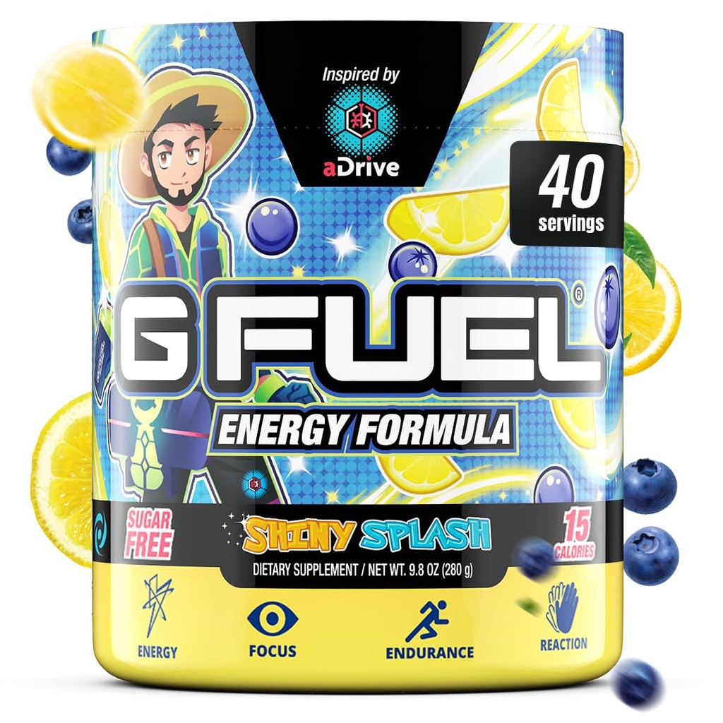 G καύσιμο aDrive Energy Drink Powder, προ προπόνηση Caffeine Mix για το παιχνίδι, ζάχαρη δωρεάν εστίαση Amino, βιταμίνη + Αντιοξειδωτικά, 9.9oz (Blueberry & Λεμονάδα, 40 εξυπηρετούν)