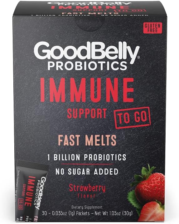 İyiBelly® Fast Melts – Immune Support - Vegan Probiyotik Toz Immune Support - 1 Milyar Canlı ve Aktif Kültürler - Strawberry Flavor (30 On-Go Packets)