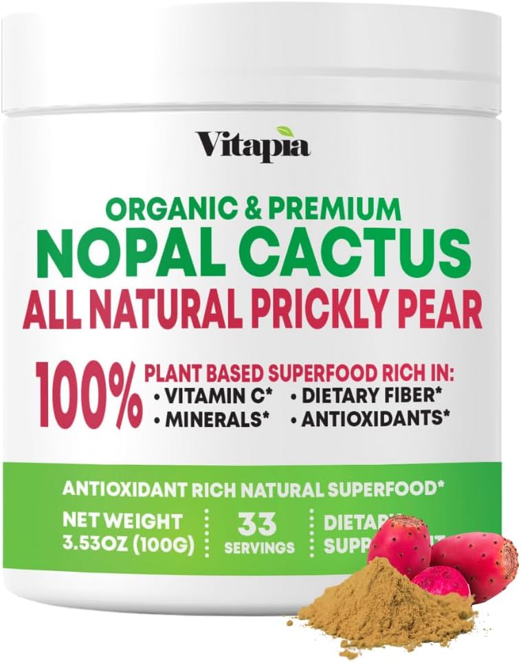 Vitapia Nopal Cactus Antioksi, Skin, Metabolism, Wellness, Kalp Sağlığı Desteği - 100g Organik Toz - GMO, Gluten Ücretsiz Supplement