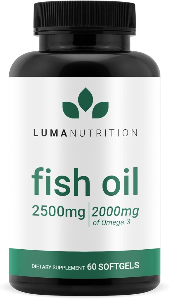 Luma Beslenme Omega 3 Fish Oil Supplement - Ekstra Kuvvet 2500 mg - 2000 mg EPA & DHA - Beyin ve Kalp Sağlığı - 60 Softgels