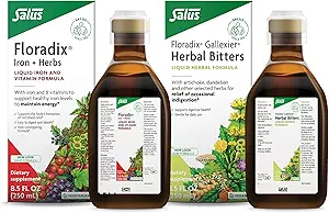 Floradix by Salus Gallexier Herbal Bitters (8,5 oz) & Iron & Herbs (8,5 oz) Bundle - Βότανο Πιπέρι για την Digestive Υποστήριξη* - Συμπλήρωμα σιδήρου για την Υγιή Ενεργειακή Υποστήριξη*