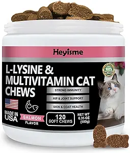 Kediler için Lysine Supplement, Cat Sneezing ve Runny Nose, Cold, Cat Immune Support, Eye Function, and Respiratory Health, L-Lysine kedi Vitaminleri için