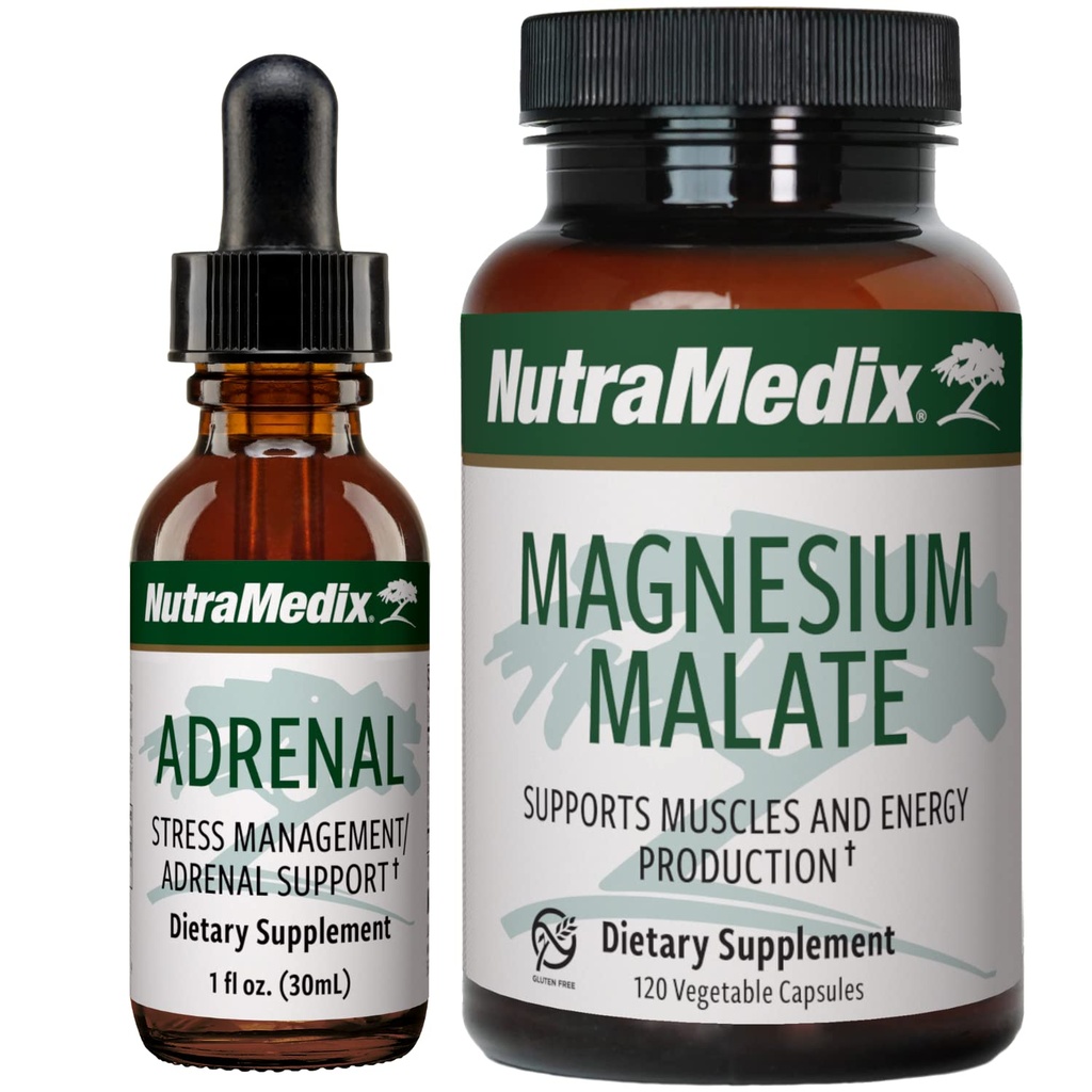 NutraMedix Energy Support Bundle - Περιλαμβάνει Adrenal Energy Support Liquid Drops και κάψουλες μαγνησίου για την ενέργεια και την αθλητική υποστήριξη - Χωρίς καφεΐνη - 2-Piece Set συμπλήρωμα