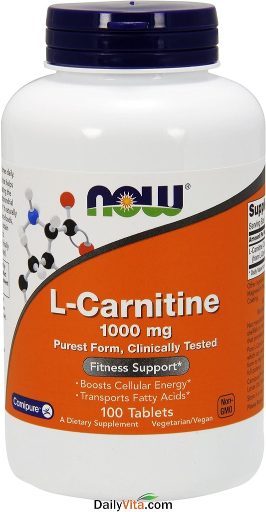 Τώρα τρόφιμα: L-καρνιτίνη Fitness Υποστήριξη 1000mg, 100 καρτέλες