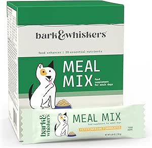 Dr. Mercola Bark & Whiskers Meal Mix for Adult Dogs, 8.09 Oz. (229.5 g), 30 Packets, 20 Temel Nutrients, Tavsiyeler Digestive Health, Veterinarian Formulated, Non-GMO