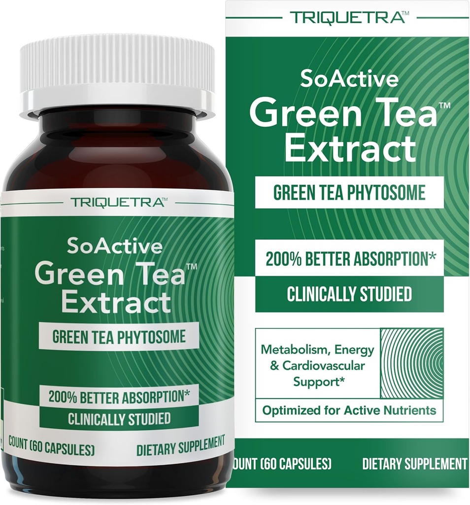 SoActive Green TeaTM Extract - Klinik olarak Studied Green Tea Phytosome -% 200'e kadar Daha İyi Abors & Bioavailability - Klinik olarak Geçerli Dose - Destekler Metabolism & Kilo Yönetimi - 60 Caps