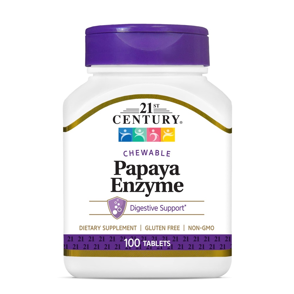 Vitafüzyon Fiber Well Sugar Free Fiber, 90 Kont ve 21. Yüzyıl Papaya Enzyme Chewable Tabletler, Tropikal, 100 Count