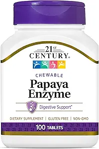 Vitafüzyon Fiber Well Sugar Free Fiber, 90 Kont ve 21. Yüzyıl Papaya Enzyme Chewable Tabletler, Tropikal, 100 Count
