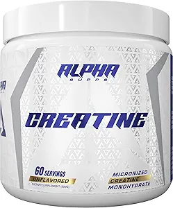 Alfa Supps - Alpha Kretin Monohidrat Toz Destekler Kas Büyüme | Mikronized | Unflavored | 300 Grams - 60 Hizmet