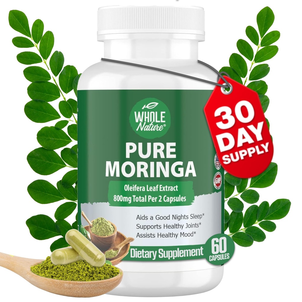 Moringa Capsules, 800 mg Organik Moringa Oleifera Toz Superfood Greens Pure Moringa Pills bir Vegan, Non-GMO Enerji Arttırıyor ve Sağlıklı Tamamlıyor