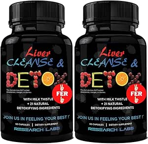 Araştırma Laboratuvarları 2 Pack Doktor Premium Liver Detox Cleanse & Support w/Milk Butle, Beet Root, Dandelion. 23 Güçlü Detoxification için Güçlü Herbs