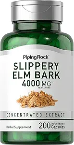 Piping Rock Slippery Elm Bark Capsules | 4000 mg | 200 Pills | Kadınlar ve Erkekler için Herb Supplement | Non-GMO, Gluten Free