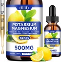 Potasyum Magnezyum Citrate Supplement, Sıvı Citrate Drops 500 mg with Ashwagandha, Macau, Vitamin D3, B6, B12, CoQ10 - Vegan 2 fl oz Lemon Flavor