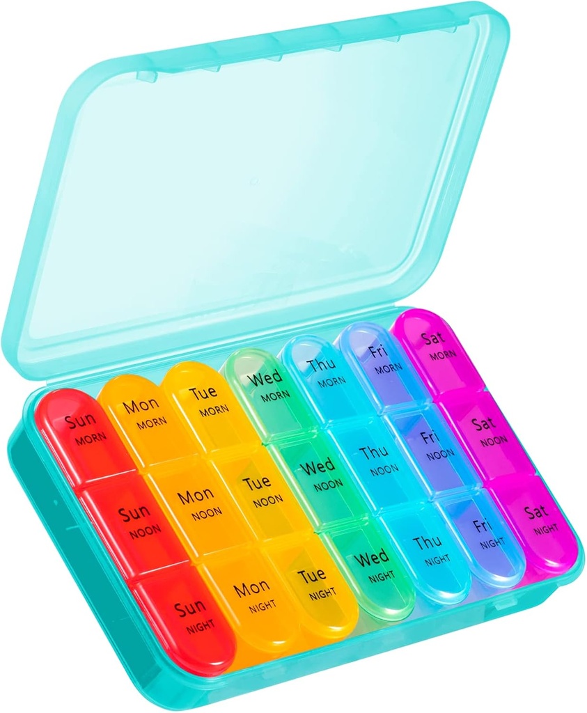 ASprink 3 Times a Day Pill Organizer - Büyük 7 Gün Tıp Kutusu, Seyahat Pill Case, Vitamins & Tıp