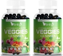 VITINITY Veggies Supplement-Made with Real Super Veggies Delicious Gummies (120 Chews),30 Veggies,Herbs,Fruit and Sebze Supplement,Non-GMO,Pectin-Based,Gluten-Free,No More Pills (60 Gün)