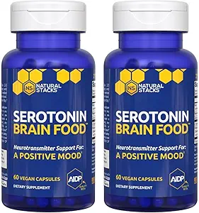 Serotonin Beyin Gıda - 1250 mg L-Tryptophan & 400 mg Rhodiola Rosea Supplement - Stres Yardımı için Mood Support Supplement - Nörotransmitter Support with Magnezyum Glycinate & çinko - 120 Capsules