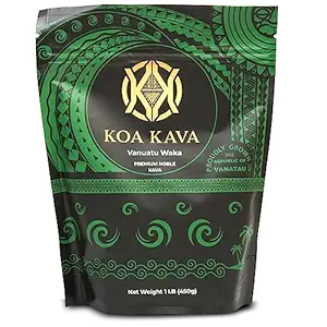 Vanuatu Koa Kava Kava Powder - Premium Noble Waka Kava Tea made from Lateral Roots in Vanuatu for Authentic Relaxation. 1 Pound Bag