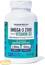 Oceanblue Professional Omega-3 2100 με βιταμίνη D3 – 120 ct – Triple Strength Burpless Fish Oil Supplement with High-Potency EPA, DHA, DPA και βιταμίνη D3 – Wild-Caught – Orange Flavor (60 Servings)