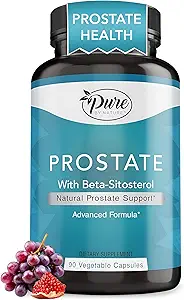 Pure By Nature Prostate Supplement for Men, Beta Sitosterol Prostate Health Supplement with çinko for Urinary Tract Support, Ease Frequent Urination & I improve Sleep, Gluten-Free, Non-GMO 90 Capsules