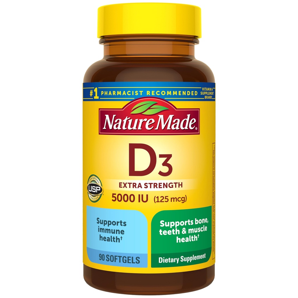 Doğa D3 5000 IU (125 mcg) Yumuşakgels, Ekstra Güç Vitamin D Supplement for Bone and Immune Health Support, 90 Softgels, 90 Day Supply