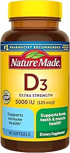Doğa D3 5000 IU (125 mcg) Yumuşakgels, Ekstra Güç Vitamin D Supplement for Bone and Immune Health Support, 90 Softgels, 90 Day Supply
