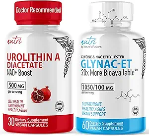 Nature's Fusions Urolithin A Diacetate 500 mg & GlyNAC-ET (60 Capsules) Energy Alert Supplement