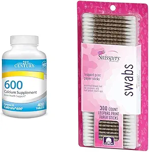 21st Century Food Supplement, 600 mg Tablet, 400 Kont & Swisspers Premium Cotton Swabs, 300 Kont Pack