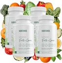 SUBSTANCE. 4-pck Nature's Sustenance Daily Greens, Daily Fruit and Veggies Supplement - Gelişmiş Enerji, Ruh Clarity - Meyveler ve Sebze Tamamları - ABD Made, Vegan-Friendly - 120 Hizmetler.