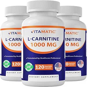 Vitamatic L-καρνιτίνη Φουμαρικό 1000 mg - 120 κάψουλες λαχανικών (3 φιάλες)