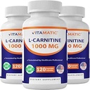 Vitamatic L-καρνιτίνη Φουμαρικό 1000 mg - 120 κάψουλες λαχανικών (3 φιάλες)