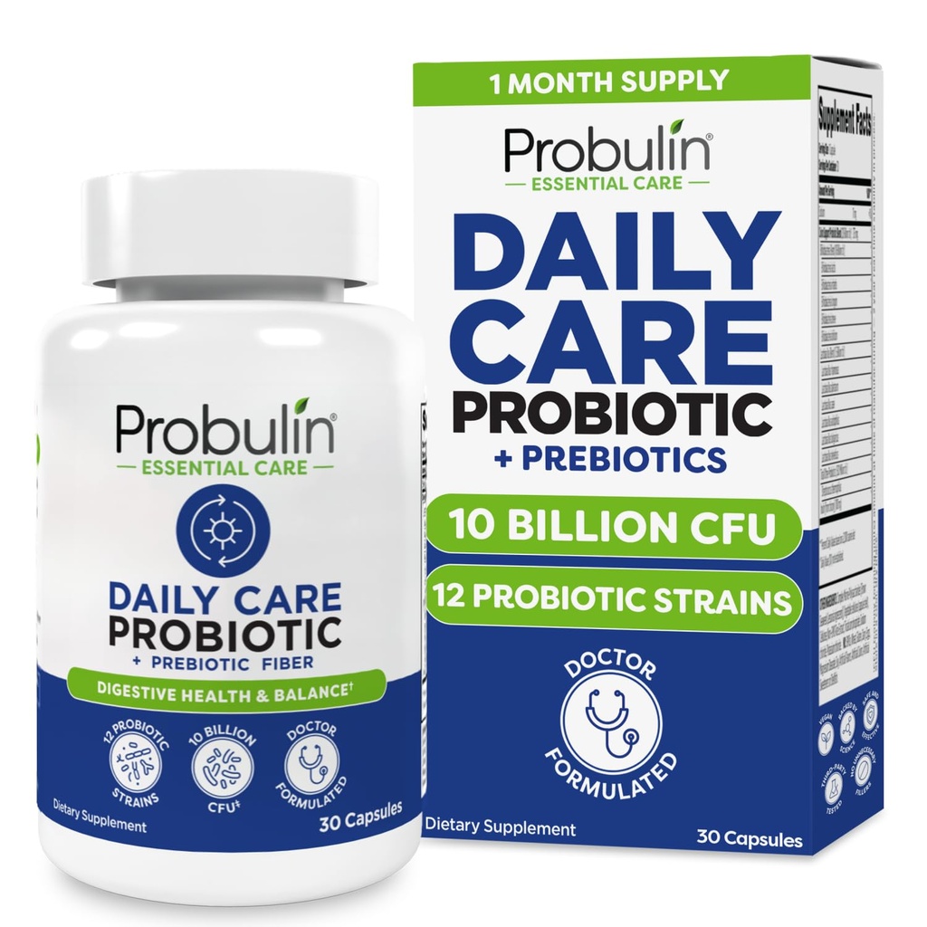 Probulin καθημερινή φροντίδα Probiotic συμπλήρωμα, Digestive, Gut, και Immune Health Support Κάψουλες για άνδρες και γυναίκες, 10 δισεκατομμύρια CFU, Vegan, 30 μπουκάλι κόμη