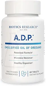 Biotics Research A.D.P. Emulsified Oil of Oregano Tablets for GI Health -Sustains Carvacrol, Wild Oregano Oil 50mg/S - Patented Formula - Non GMO -60 Tabletler