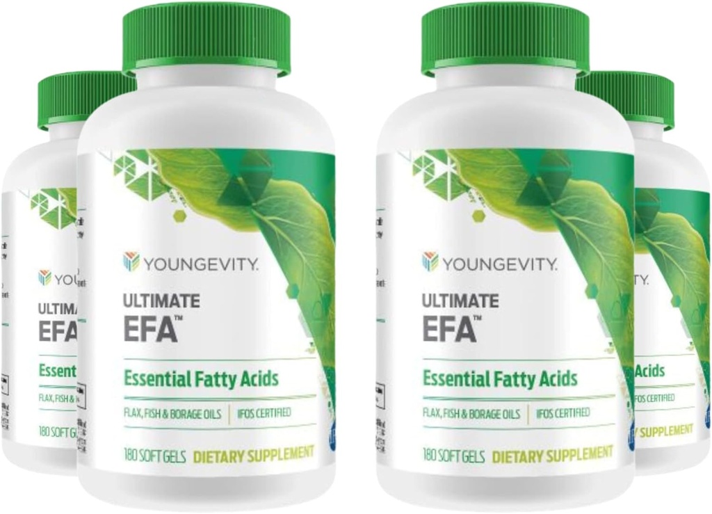Youngevity Ultimate EFA - Essential Fatty Asits Organik Kaynağı | Omega 3, 6, & 9 | Borage, Flax & Fish Oil | 180 (Görünen 5)