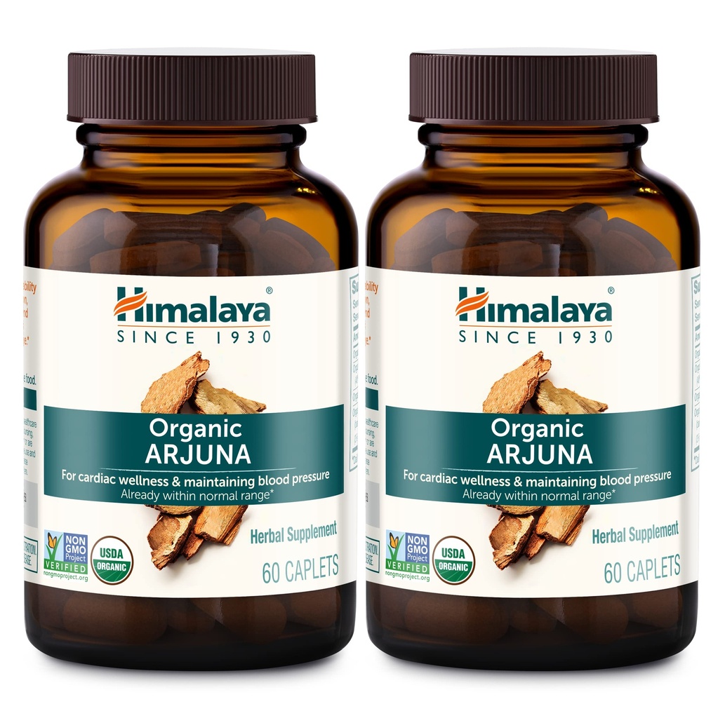 Himalaya Organic Arjuna, συμπλήρωμα πίεσης αίματος για την καρδιοαγγειακή ευεξία και την υγεία της καρδιάς, 700mg, 60 Count (πακέτο του 2)