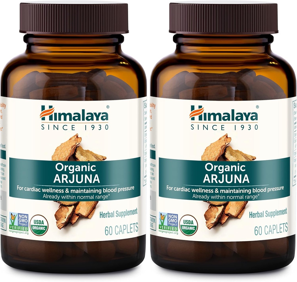 Himalaya Organik Arjuna, Cardiovascular Wellness ve Kalp Sağlığı için Kan basıncı Supplement, 700 mg, 60 Kont (Pack of 2)