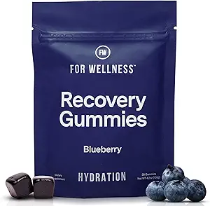 Wellness Recovery Gummies Hydrate | Blueberry Electrolyte & Antioksi Supplements for Hydration, Energy & Post-Workout Performance | Vegan, Non-GMO, 30