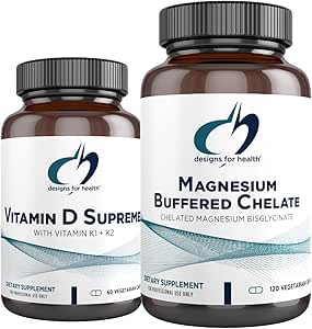 σχέδια για την υγεία Vitamin D Supreme (60 κάψουλες) + Μαγνήσιο Glycinate Complex (180 κάψουλες) Bundle - Βιταμίνη D3 5000 IU με 2000mcg Vitamin K + Magnesium Supplement (2 Προϊόντα)