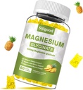 Magnezyum Glycinate Gummies 600mg, Rahatlama ve Zzz Desteği, Yetişkinler ve Çocuklar için Magnezyum Pyumyum Tamam, B6 ve CoQ10 Pinele Flavor, 60 Count