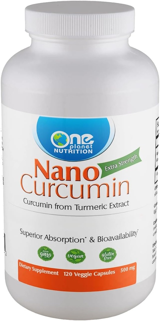 Bir Gezegen Beslenme Nano Curcumin 500 mg Veggie Capsules (120 Hizmet), Yüksek Aborpsiyon için Nano, Destekler Immune Health, Non-GMO, Vegan, Gluten-Free