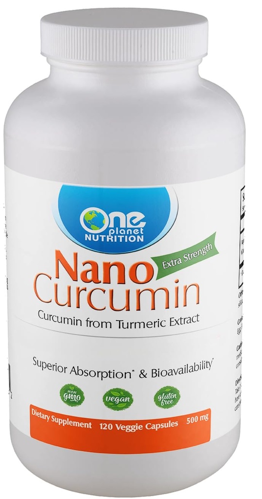 Bir Gezegen Beslenme Nano Curcumin 500 mg Veggie Capsules (120 Hizmet), Yüksek Aborpsiyon için Nano, Destekler Immune Health, Non-GMO, Vegan, Gluten-Free