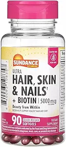 Sundance Hair, Skin & Nails with Biotin 5000 mcg per Service - 90 Softgels