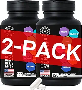 Deri ve Kadınlar için Temel Asitler Kompleksi - Gelişmiş Çalışma Gücü ve Kurtarma Formula - Vegan BCAA Amino Asit Supplement with All 9 Branch Chain Essentials - 240 Keto Friendly EAA BCAA Pills