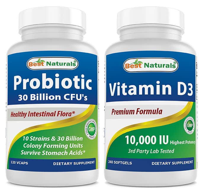 En İyi Doğal Probiyotik 10 Strains & 30 Milyar CFU & Vitamin D3 10000 IU