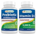 En İyi Doğal Probiyotik 10 Strains & 30 Milyar CFU & Vitamin D3 10000 IU