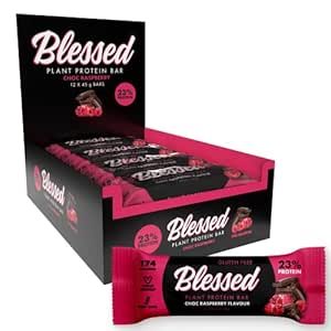 Mutlu Vegan Protein Barlar - Bitki bazlı Protein Barlar Low Calorie Yüksek Protein Meal Yenileme Bar - Süt Free, Nutritious Vegan Snacks - 12 Chocolate Pack Raspberry