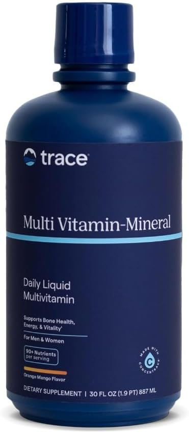 Trace Minerals Sıvı Çok Vitamin-Mineral - Günlük Sağlık Desteği için Sıvı Vitamin Tamam - Enerji Desteği - Bone Health - Gluten-Free - Orange Mango - 30 fl oz (30 hizmet)
