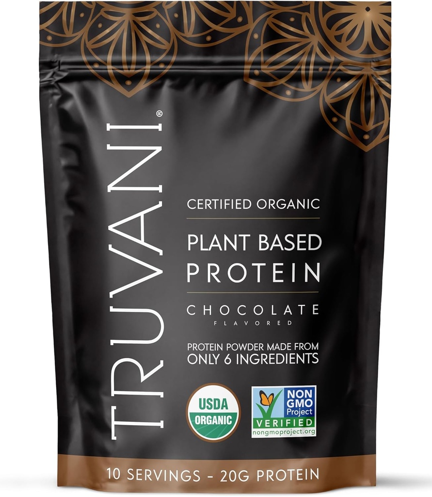 Truvani Vegan Pea Protein Toz | Çikolata | 20g Organik Bitki Tabanlı Protein | 10 Hizmet | Keto | Gluten & Dairy Free | Low Carb | No Ek Olmayan Şeker