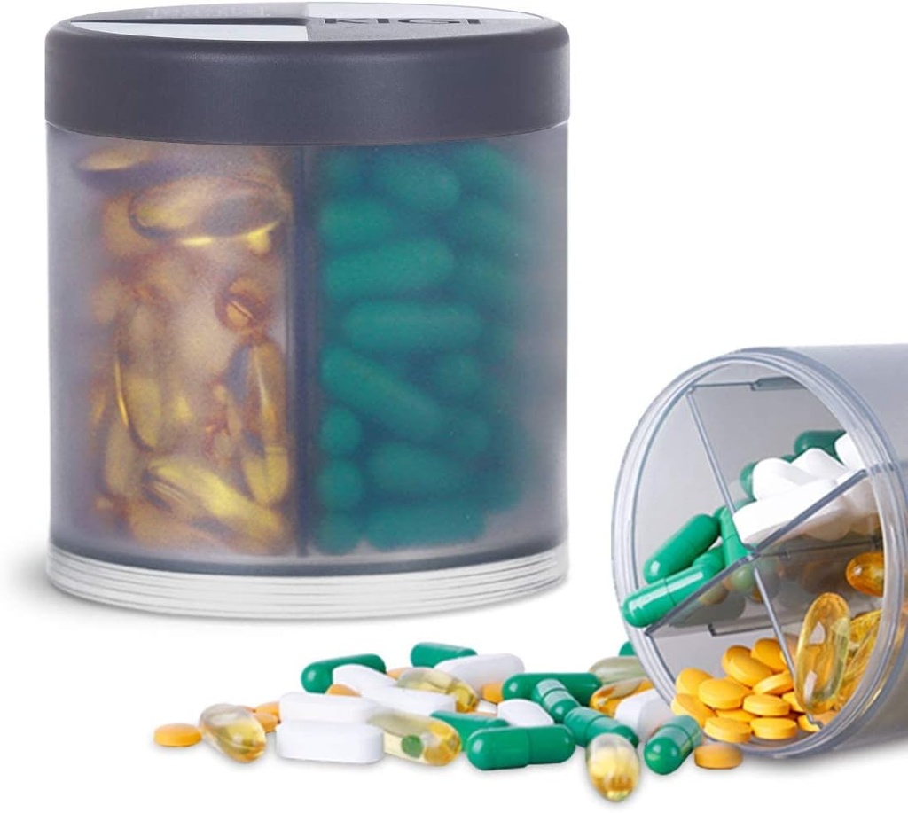 Ekstra Büyük Supplement Organizer 4 Karşılaştırma Kolay Açık Pill Kaynağı Aylık Tıp Vitaminleri Organize Depolama Pill Şişeleri,Gray